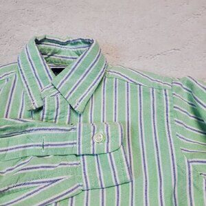 VTG Ralph Lauren Green White Blue Green Cotton Oxford Dress Shirt Toddler Boy 3T